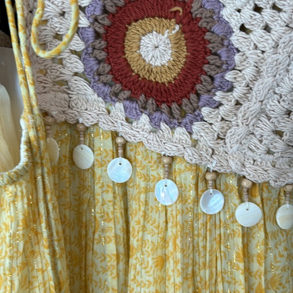 ZARA bohemian crochet light yellow dress size small - Picture 8 of 15